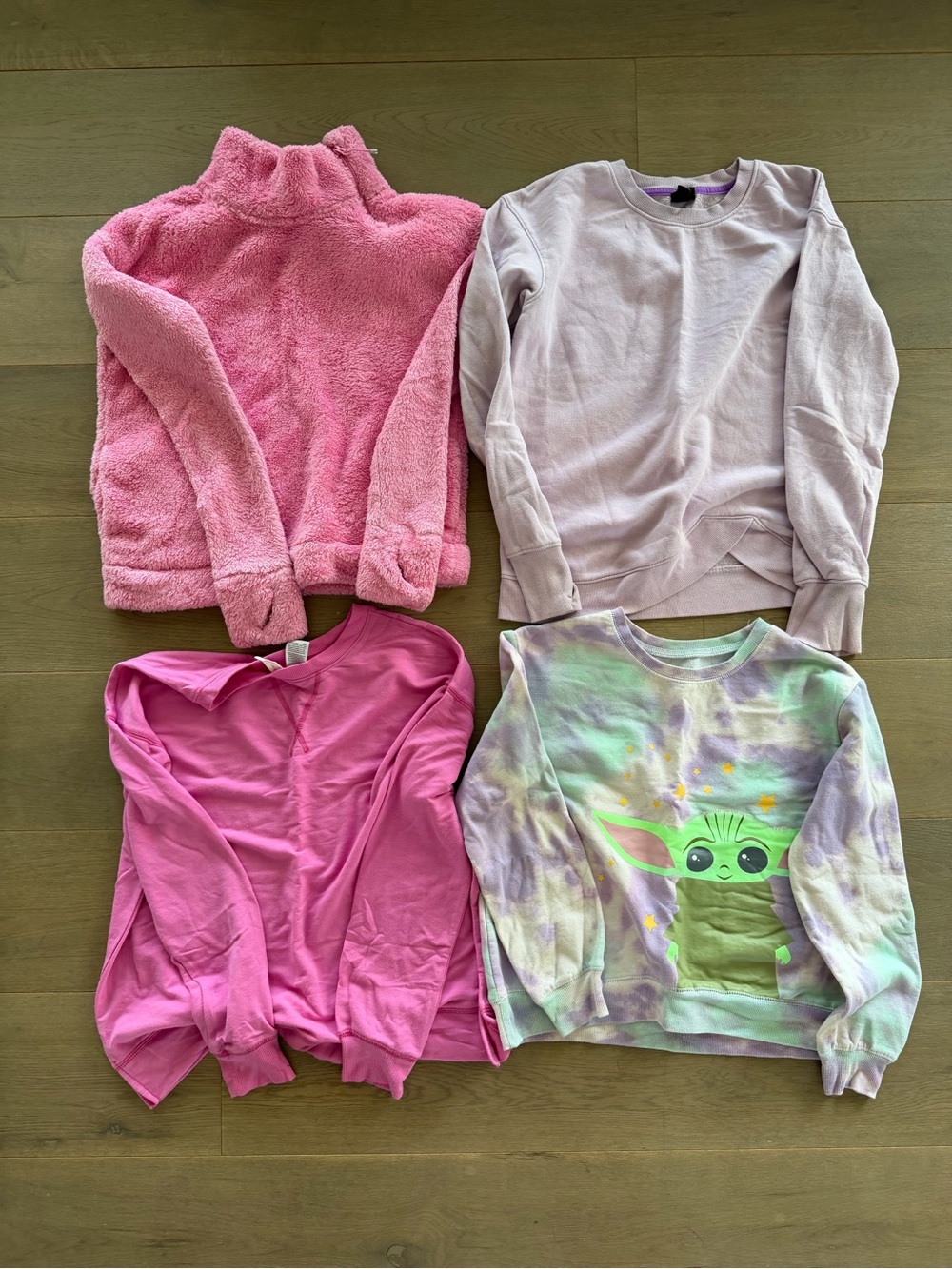 Lot of 4 jacket sweatshirts Girls' XL Pink Plush & Crewneck Sweater Set
